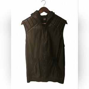 Genuine Leather Hooded Vest